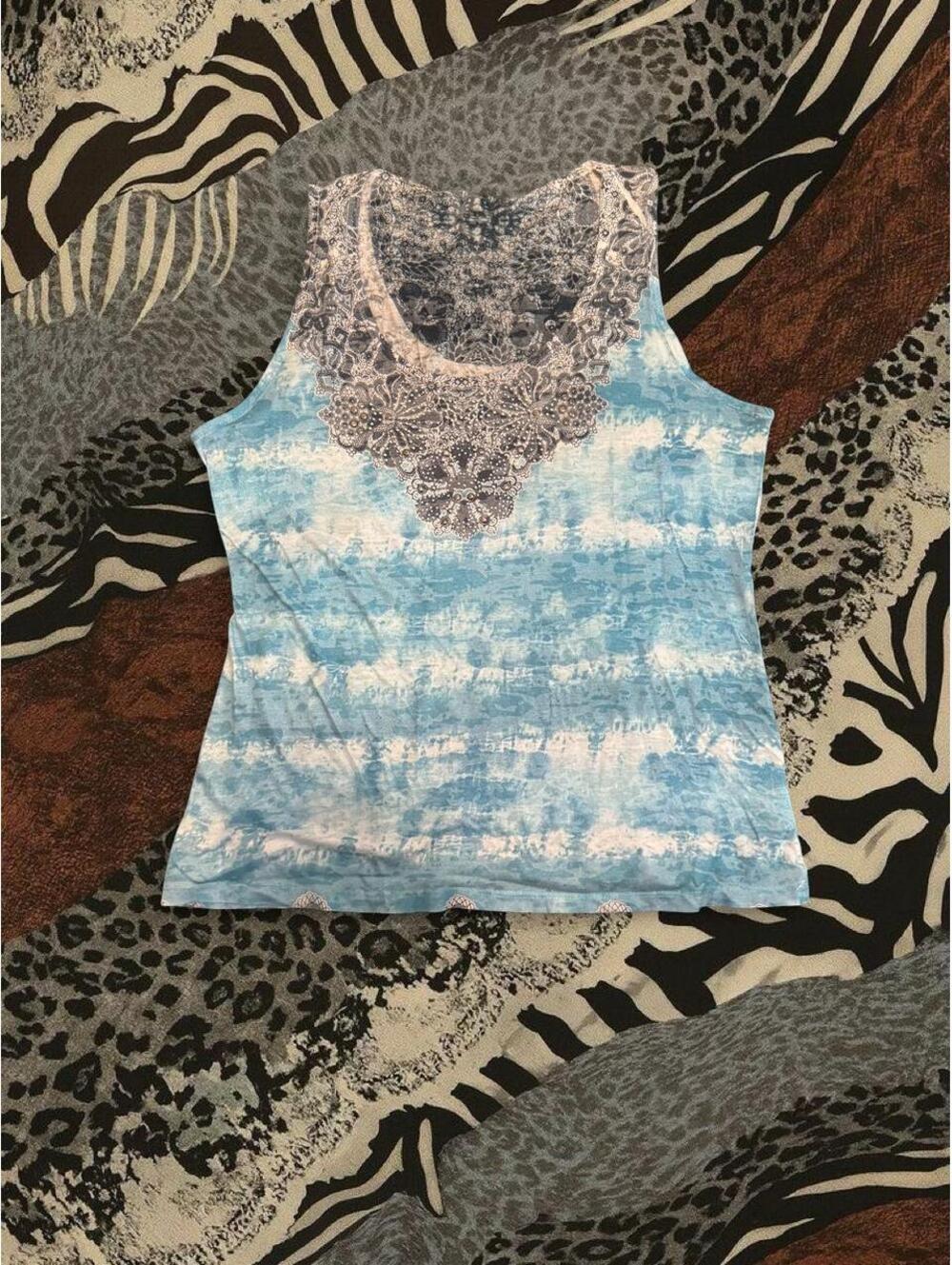 Vanity Fair Women's Blue and Multi Vests-tanks-cami